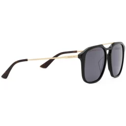 Gucci Eyewear Sunglasses & Eyewear-Gucci - Acetate Square Sunglasses - Black with Gold Color Detail - - Avvenice