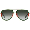 Gucci Eyewear Sunglasses & Eyewear-Gucci - Aviator Acetate Sunglasses - Gold with Green and Red Web Frame - - Avvenice