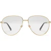 Gucci Eyewear Sunglasses & Eyewear-Gucci - Aviator Glasses with Web Detail - Gold Coloured Metal - - Avvenice