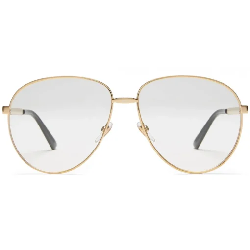 Gucci Eyewear Sunglasses & Eyewear-Gucci - Aviator Glasses with Web Detail - Gold Coloured Metal - - Avvenice
