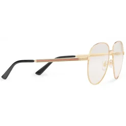 Gucci Eyewear Sunglasses & Eyewear-Gucci - Aviator Glasses with Web Detail - Gold Coloured Metal - - Avvenice