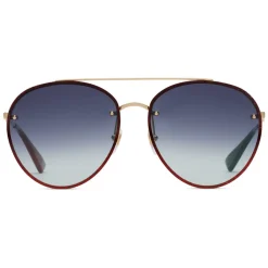 Gucci Eyewear Sunglasses & Eyewear-Gucci - Aviator Metal Sunglasses - Gold with Glitter Detail - - Avvenice