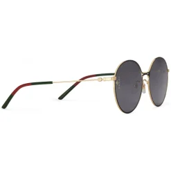 Gucci Eyewear Sunglasses & Eyewear-Gucci - Aviator Metal Sunglasses - Black Metal with Gold Details - - Avvenice