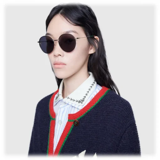 Gucci Eyewear Sunglasses & Eyewear-Gucci - Aviator Metal Sunglasses - Black Metal with Gold Details - - Avvenice