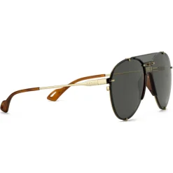 Gucci Eyewear Sunglasses & Eyewear-Gucci - Aviator Metal Sunglasses - Gold Grey - - Avvenice