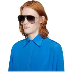 Gucci Eyewear Sunglasses & Eyewear-Gucci - Aviator Metal Sunglasses - Silver - - Avvenice