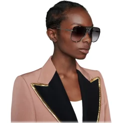 Gucci Eyewear Sunglasses & Eyewear-Gucci - Aviator Metal Sunglasses - Silver - - Avvenice