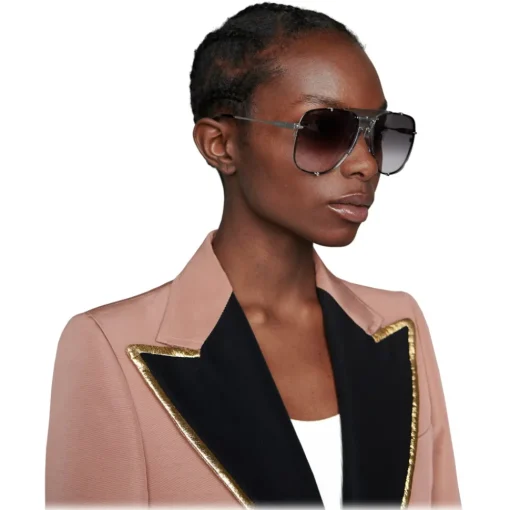 Gucci Eyewear Sunglasses & Eyewear-Gucci - Aviator Metal Sunglasses - Silver - - Avvenice
