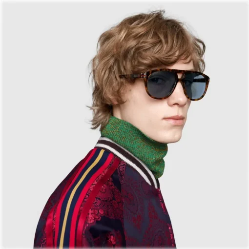 Gucci Eyewear Sunglasses & Eyewear-Gucci - Aviator Sunglassed with Web Enamel - Dark Turtle - - Avvenice