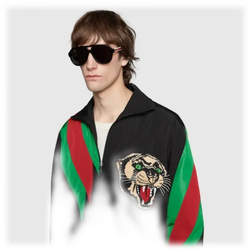 Gucci Eyewear Sunglasses & Eyewear-Gucci - Aviator Sunglasses with Ribbon Gucci - Polished Black Acetate - - Avvenice