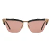Gucci Eyewear Sunglasses & Eyewear-Gucci - Bamboo Effect Cat-Eye Sunglasses - Black Brown - - Avvenice