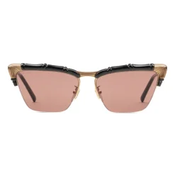 Gucci Eyewear Sunglasses & Eyewear-Gucci - Bamboo Effect Cat-Eye Sunglasses - Black Brown - - Avvenice