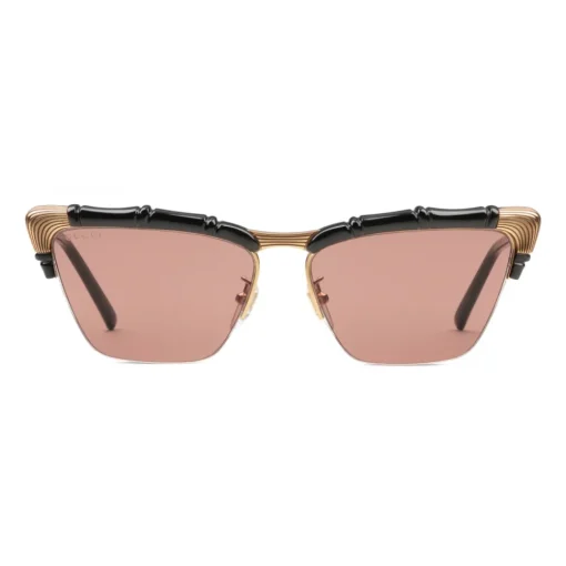 Gucci Eyewear Sunglasses & Eyewear-Gucci - Bamboo Effect Cat-Eye Sunglasses - Black Brown - - Avvenice