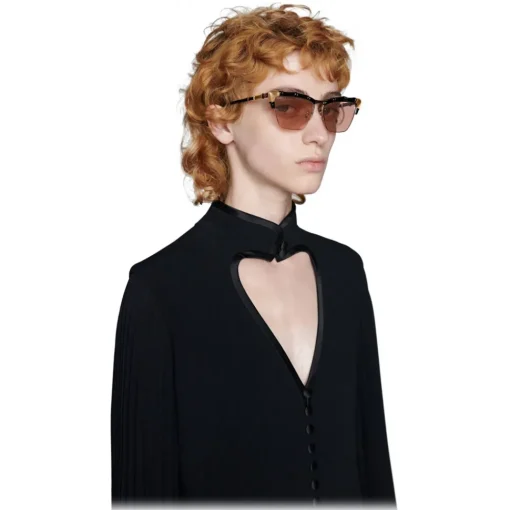 Gucci Eyewear Sunglasses & Eyewear-Gucci - Bamboo Effect Cat-Eye Sunglasses - Black Brown - - Avvenice
