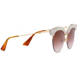 Gucci Eyewear Sunglasses & Eyewear-Gucci - Cat Eye Acetate Sunglasses with Pearls - White Acetate - - Avvenice