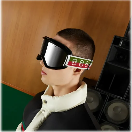 Gucci Eyewear Ski Googles-Gucci - GG Ski Mask - Black Green Red Grey - - Avvenice