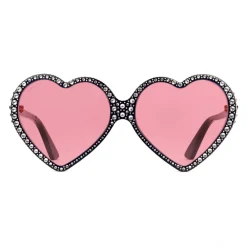 Gucci Eyewear Sunglasses & Eyewear-Gucci - Heart Acetate Sunglasses Elton John - Black Pink - - Avvenice