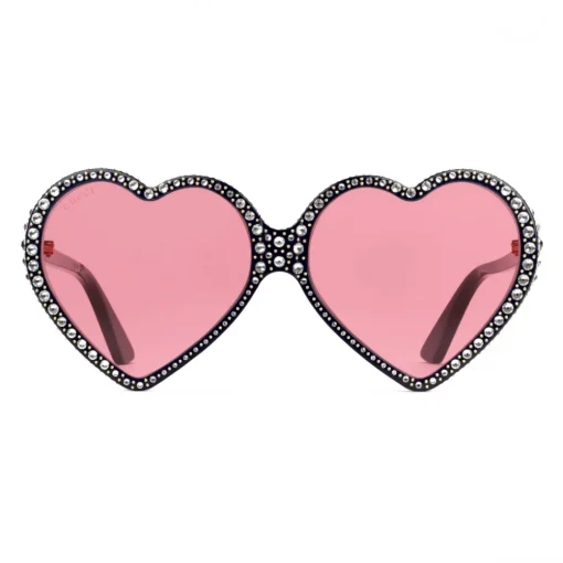 Gucci Eyewear Sunglasses & Eyewear-Gucci - Heart Acetate Sunglasses Elton John - Black Pink - - Avvenice