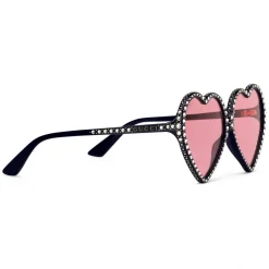 Gucci Eyewear Sunglasses & Eyewear-Gucci - Heart Acetate Sunglasses Elton John - Black Pink - - Avvenice