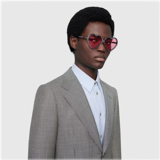 Gucci Eyewear Sunglasses & Eyewear-Gucci - Heart Acetate Sunglasses Elton John - Black Pink - - Avvenice