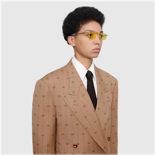 Gucci Eyewear Sunglasses & Eyewear-Gucci - Metal Rectangular Sunglasses - Gold Yellow - - Avvenice