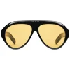 Gucci Eyewear Sunglasses & Eyewear-Gucci - Navigator Sunglasses with Double G - Black Yellow - - Avvenice