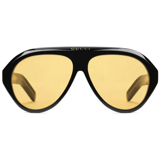 Gucci Eyewear Sunglasses & Eyewear-Gucci - Navigator Sunglasses with Double G - Black Yellow - - Avvenice