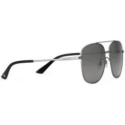 Gucci Eyewear Sunglasses & Eyewear-Gucci - Navigator Sunglasses in Metal - Glossy Ruthenium - - Avvenice
