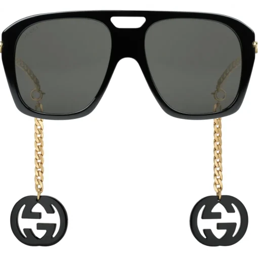 Gucci Eyewear Sunglasses & Eyewear-Gucci - Online Exclusive Square Sunglasses with Charms - Black - - Avvenice