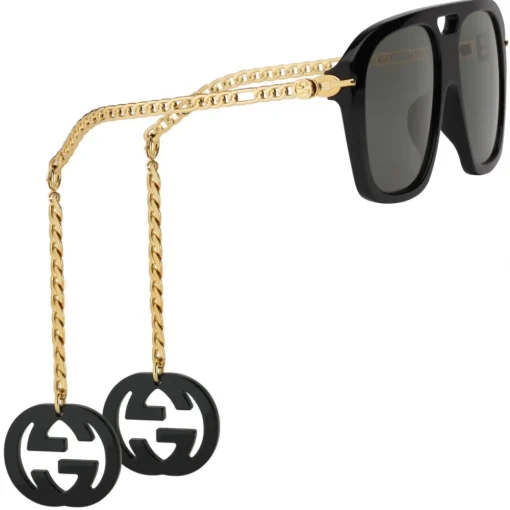 Gucci Eyewear Sunglasses & Eyewear-Gucci - Online Exclusive Square Sunglasses with Charms - Black - - Avvenice