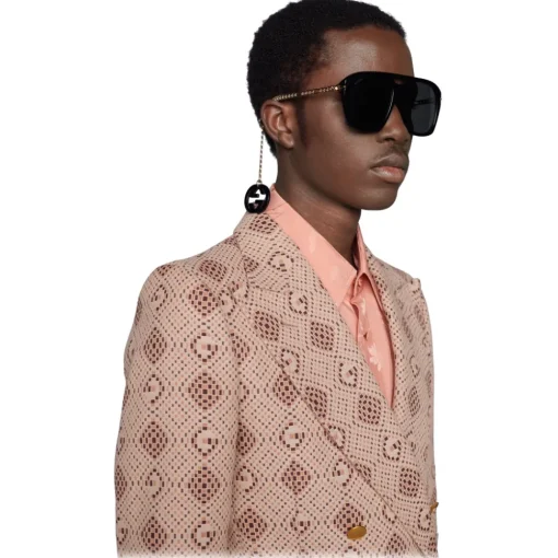 Gucci Eyewear Sunglasses & Eyewear-Gucci - Online Exclusive Square Sunglasses with Charms - Black - - Avvenice