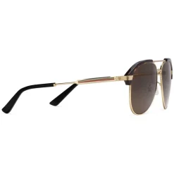 Gucci Eyewear Sunglasses & Eyewear-Gucci - Optimally Fit Metal Aviator Sunglasses - Dark Turtle Gold and Acetate - - Avvenice