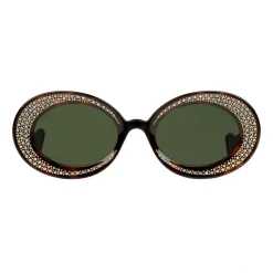 Gucci Eyewear Sunglasses & Eyewear-Gucci - Oval Sunglasses with Swarovski Crystals - Tortoiseshell - - Avvenice