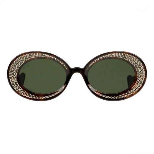 Gucci Eyewear Sunglasses & Eyewear-Gucci - Oval Sunglasses with Swarovski Crystals - Tortoiseshell - - Avvenice