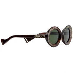 Gucci Eyewear Sunglasses & Eyewear-Gucci - Oval Sunglasses with Swarovski Crystals - Tortoiseshell - - Avvenice