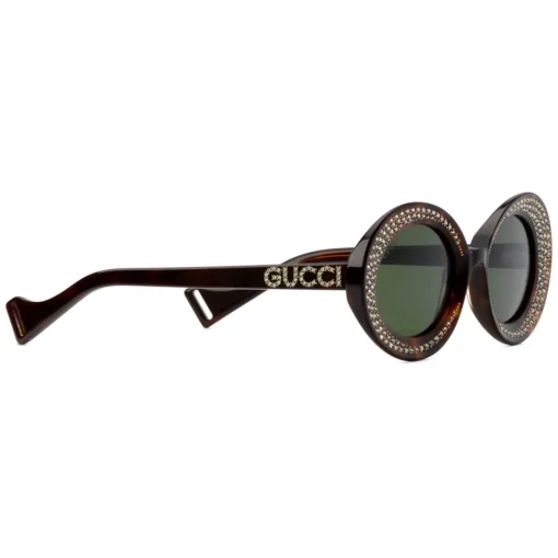 Gucci Eyewear Sunglasses & Eyewear-Gucci - Oval Sunglasses with Swarovski Crystals - Tortoiseshell - - Avvenice