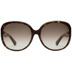 Gucci Eyewear Sunglasses & Eyewear-Gucci - Oversized Round Sunglasses in Acetate - Dark Turtle Acetate - - Avvenice