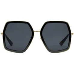 Gucci Eyewear Sunglasses & Eyewear-Gucci - Oversized Square Sunglasses in Metal - Gold Coloured with Turtle Acetate - - Avvenice