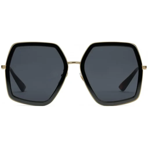 Gucci Eyewear Sunglasses & Eyewear-Gucci - Oversized Square Sunglasses in Metal - Gold Coloured with Turtle Acetate - - Avvenice