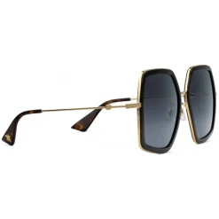 Gucci Eyewear Sunglasses & Eyewear-Gucci - Oversized Square Sunglasses in Metal - Gold Coloured with Turtle Acetate - - Avvenice