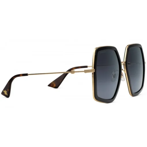 Gucci Eyewear Sunglasses & Eyewear-Gucci - Oversized Square Sunglasses in Metal - Gold Coloured with Turtle Acetate - - Avvenice