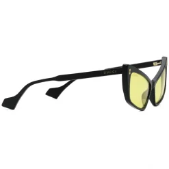 Gucci Eyewear Sunglasses & Eyewear-Gucci - Rectangular Acetate Sunglasses - Black Yellow - - Avvenice