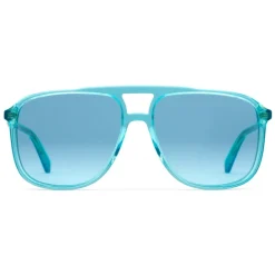 Gucci Eyewear Sunglasses & Eyewear-Gucci - Rectangular Acetate Sunglasses - Transparent Blue Acetate - - Avvenice