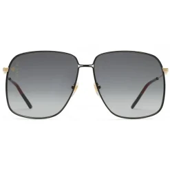 Gucci Eyewear Sunglasses & Eyewear-Gucci - Rectangular Metal Sunglasses - Black with Gold Color Detail - - Avvenice