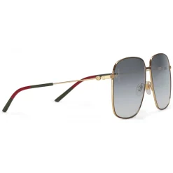 Gucci Eyewear Sunglasses & Eyewear-Gucci - Rectangular Metal Sunglasses - Black with Gold Color Detail - - Avvenice
