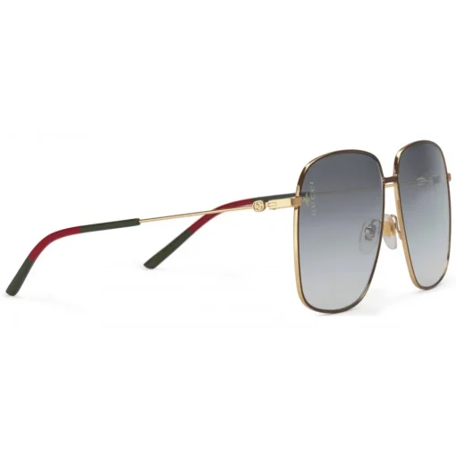 Gucci Eyewear Sunglasses & Eyewear-Gucci - Rectangular Metal Sunglasses - Black with Gold Color Detail - - Avvenice