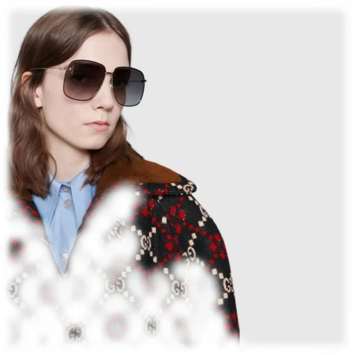 Gucci Eyewear Sunglasses & Eyewear-Gucci - Rectangular Metal Sunglasses - Black with Gold Color Detail - - Avvenice
