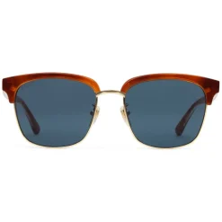 Gucci Eyewear Sunglasses & Eyewear-Gucci - Rectangular Metal Sunglasses - Shiny Gold and Turtle Acetate Color - - Avvenice