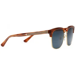 Gucci Eyewear Sunglasses & Eyewear-Gucci - Rectangular Metal Sunglasses - Shiny Gold and Turtle Acetate Color - - Avvenice