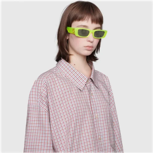 Gucci Eyewear Sunglasses & Eyewear-Gucci - Rectangular Sunglasses - Yellow Fluo - - Avvenice